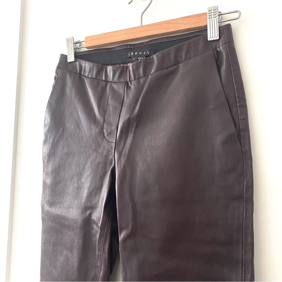 Theory Burgundy Leather Legging Pants Size 0 NWT - Picture 3 of 6